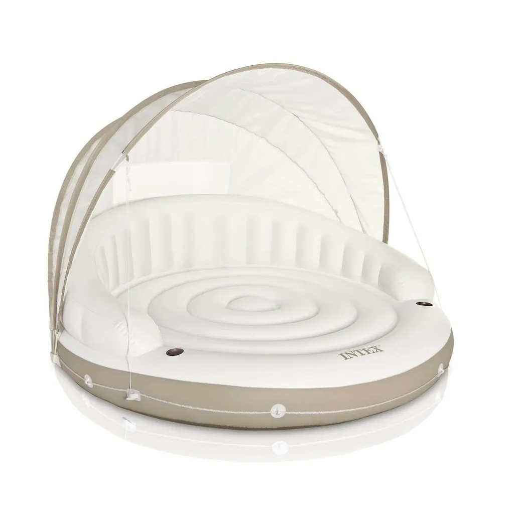Intex Inflatable Pool Canopy Island Lounge Raft w/ Sun Shade 2-Pack