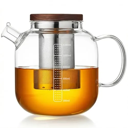 Teapot with Infuser and Lid - 40oz Borosilicate Glass