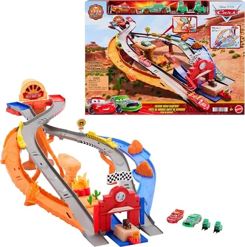 Mattel Disney Pixar Cars Radiator Springs Race & Rescue Raceway Playset w/ 4 Vehicles