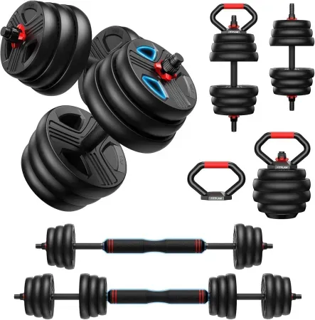 FITPLAM 5-in-1 Adjustable Dumbbell Set (45lb Total)