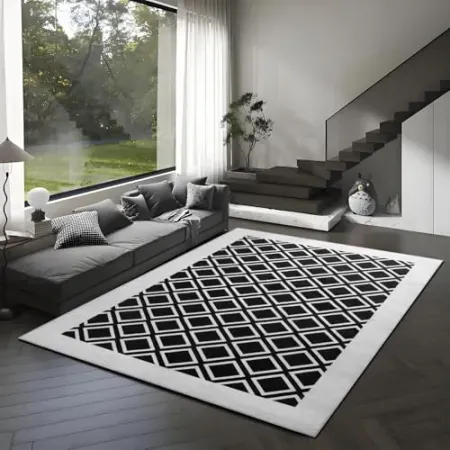Baigee 5' x 7' Washable Soft Textured Area Rug with Non-Slip Backing