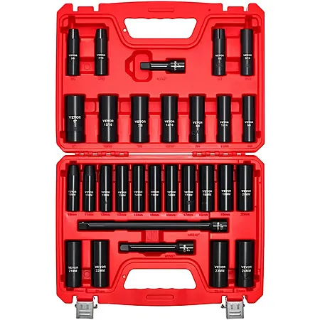 29-Pc VEVOR 1/2" Drive SAE & Metric Impact Socket Set
