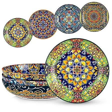 4-Pk 42-Oz vancasso Bohemian Ceramic Pasta Bowls Set