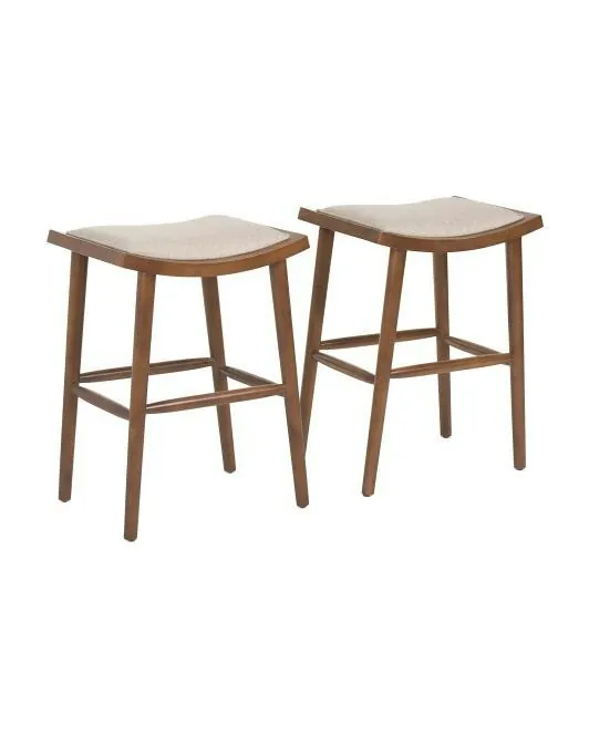 Ashford Wood Frame Upholstered Saddle Stools 2-Pack