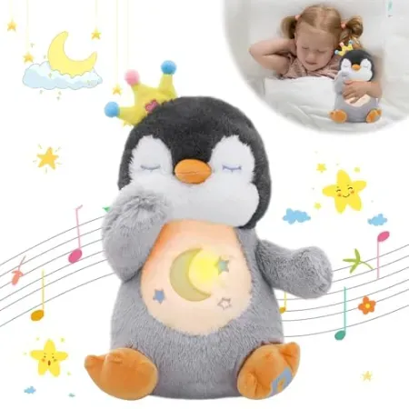 MIAODAM Breathing Stuffed Animal Penguin Plush
