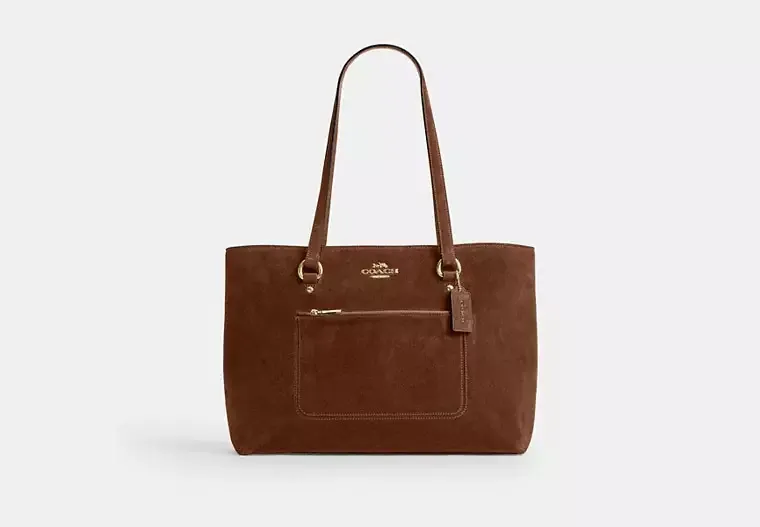 Coach Station Suede & Leather Tote Bag
