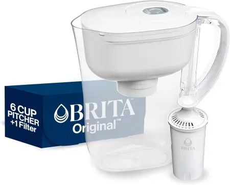 Brita Metro 6-Cup Water Filter Pitcher w/ SmartLight Filter Change Indicator & 1 Filter