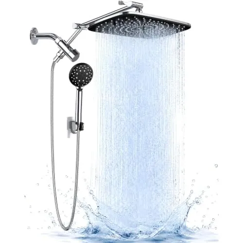 Veken 11.8" High Pressure Shower Head with Handheld, Metal Core Fittings