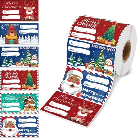 500-Pack OHOME 2.95" x 1.6" Self-Adhesive Christmas Gift Tags