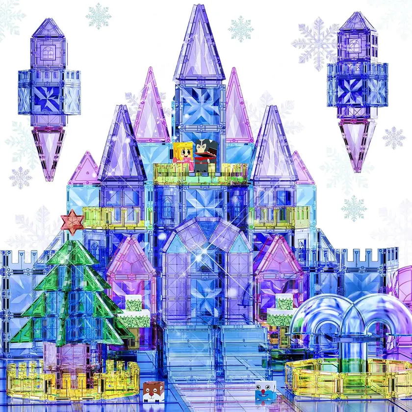 SKTMYY Princess Ice Castle 114-Piece Magnetic Tiles Set