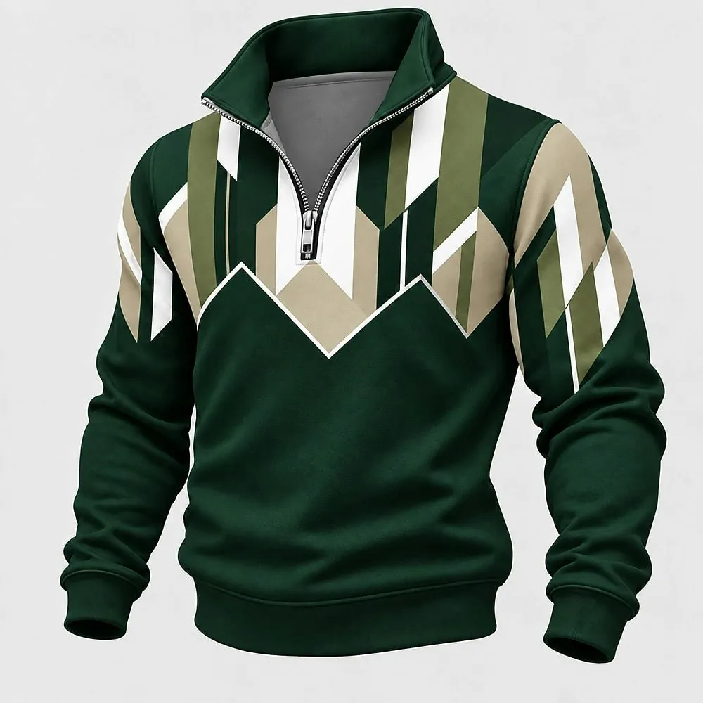 Geometric Half-Zip Sweatshirt for 2