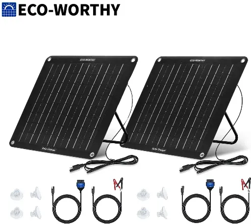2-Pack ECO-WORTHY 10W Solar Battery Charger Maintainer 12V