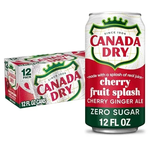 Canada Dry Zero Sugar Fruit Splash Cherry Ginger Ale Soda 3 x 12-Pack