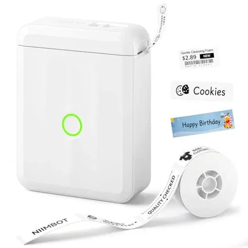 NIIMBOT D110 Bluetooth Label Maker Machine with 1 Tape, White