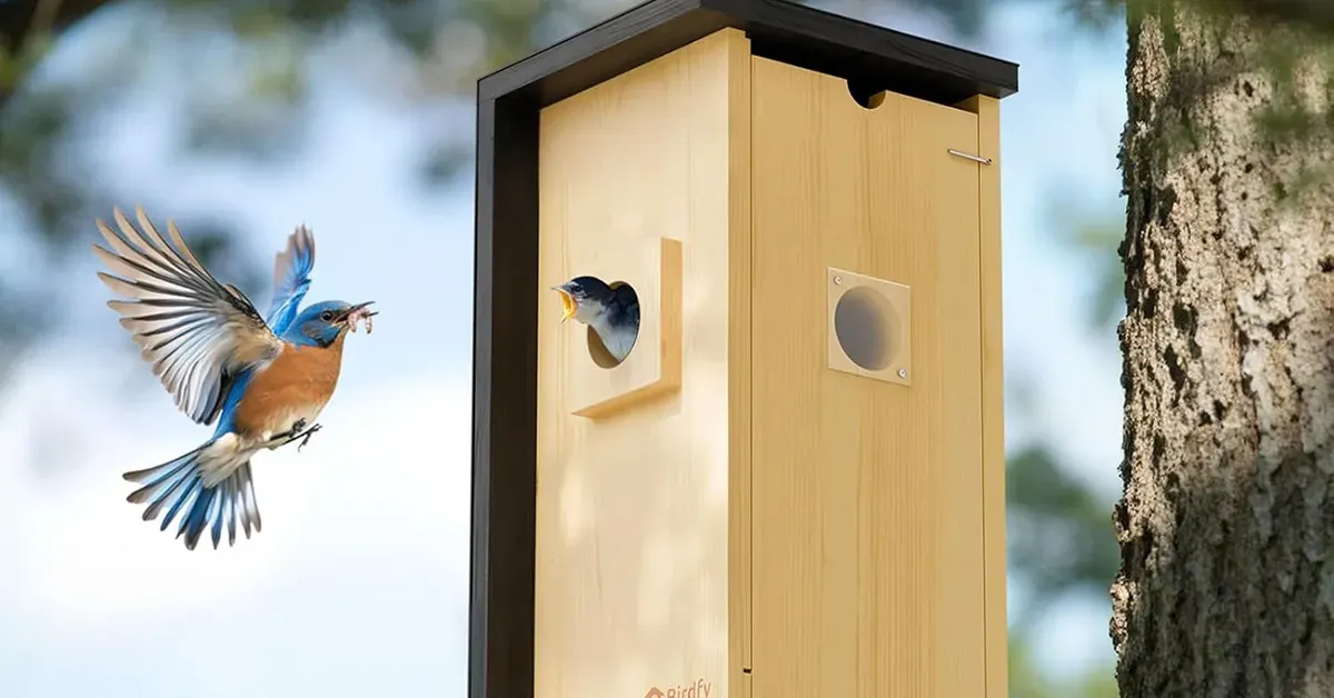 Nest Bird House with Camera, Solar Panel, and lifetime AI Bird ID