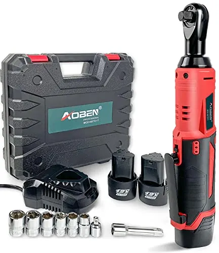 AOBEN Cordless Electric Ratchet Wrench Set 3/8" 12V with 2x 2000mAh Batteries