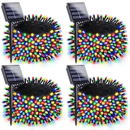 4-Pack SANJICHA 132-Foot Multicolor Solar Christmas String Lights