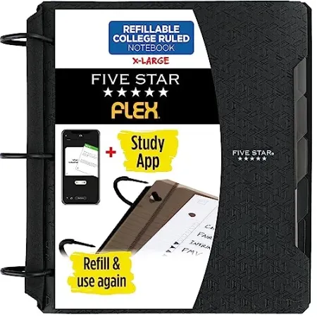 Five Star Flex 1-1/2" Refillable TechLock Ring Binder