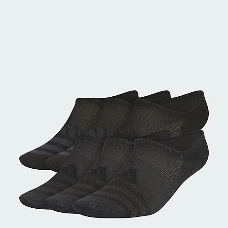 6-Pk adidas Men's Superlite 3.0 Super-No-Show Socks (Size M, Black/Grey)