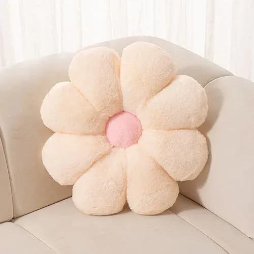 FIONOUT Decorative Daisy Flower Throw Pillow 17.7"