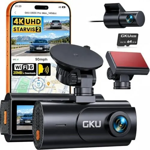 GKU 4K Front and Rear Dash Cam