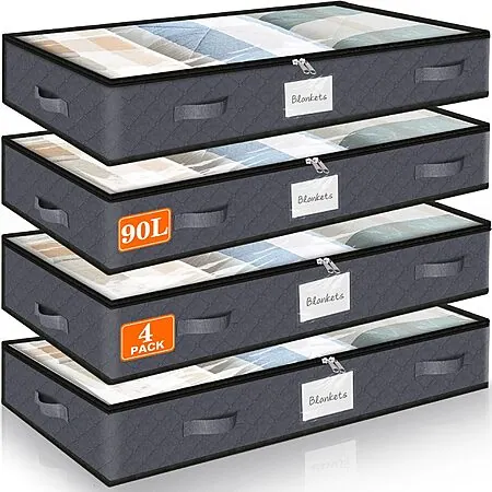 Prime Members: 4-pk 90L SpaceWhisper Under Bed Storage Containers (gray)