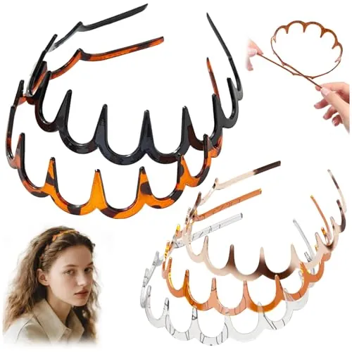 HJKLIUT U-Shape Comb Hair Headbands 5-Pack
