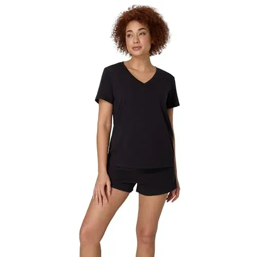 Hanes Women's Pajama Set V-Neck Tee & Sleep Shorts
