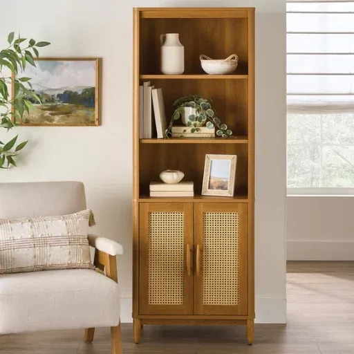 Better Homes & Gardens Springwood Bookcase w/ Doors (Light Honey)