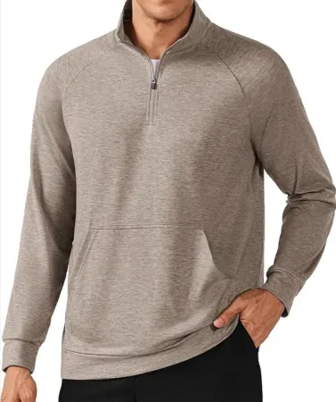 PINSPARK Men's Quarter Zip Pullover Lightweight Long Sleeve Sweatshirt