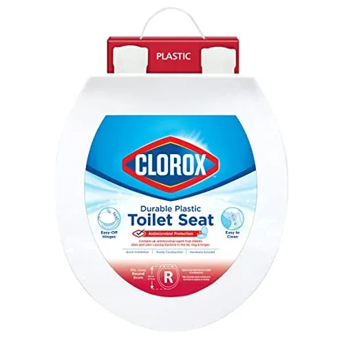 Clorox Round Beveled Plastic Toilet Seat with Easy-Off Hinges