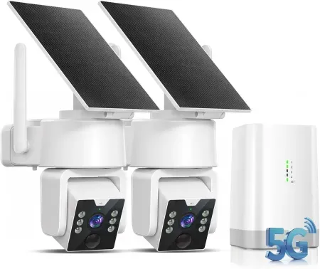 2-Pack Carltec Solar Security Camera System with Home Hub