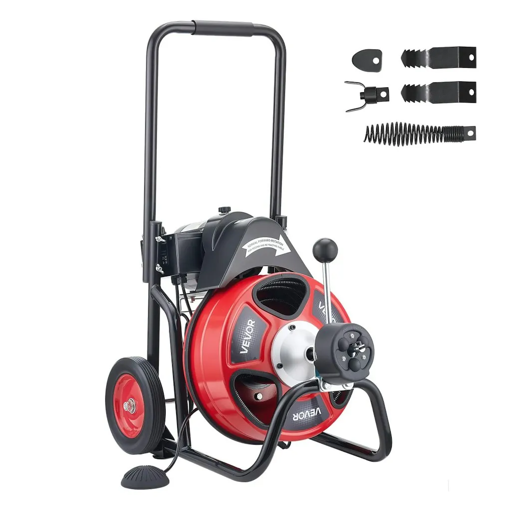 Vevor Drain Cleaner Machine 75 ft. x 3/8" Auto Feed Sewer Snake Auger