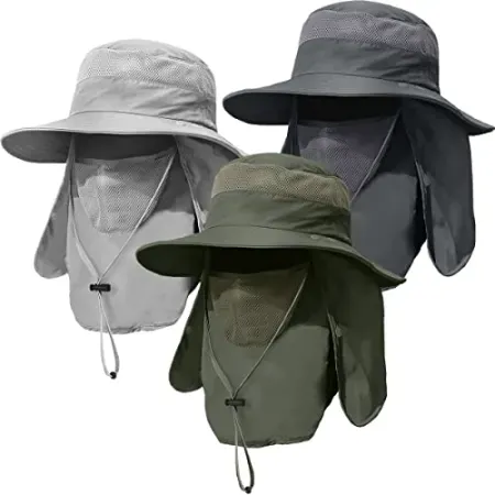 3-Pack KIRAAT Men's Outdoor UPF 50+ Wide Brim Fishing Hat