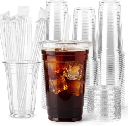 SAEUYVB 100-Pack 20oz Plastic Cups With Lids & Straws