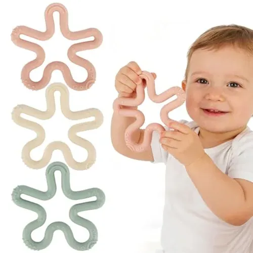 Coral Flower Ring Teether Baby Teething Toys 3-Pack