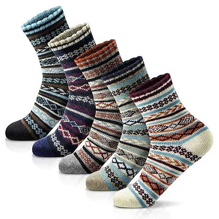 Prime Members: 5-Pairs MORECOO Women's Thick Wool Soft Warm Cozy Crew Socks