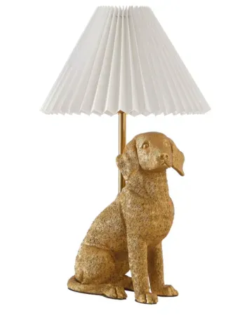 Home Decor Collection White Labrador Dog Brass Table Lamp