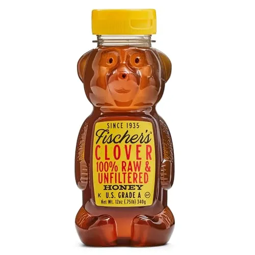 12-Ounce Fischer's Pure Raw & Unfiltered Clover Honey (Squeezable Bear Bottle)