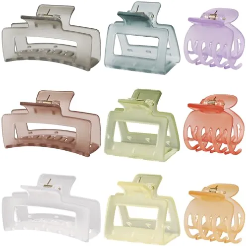 Medium Hair Clips Set for Women, 3 Styles, 9 PCS