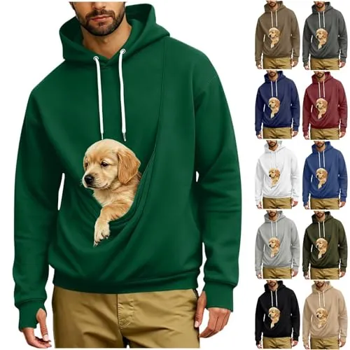 Mens Dogs Cats Pet Pouch Hoodie