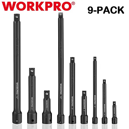 9-Pc WORKPRO Impact Socket Driver Extension Bar Set (1/4", 3/8", & 1/2" Drive)