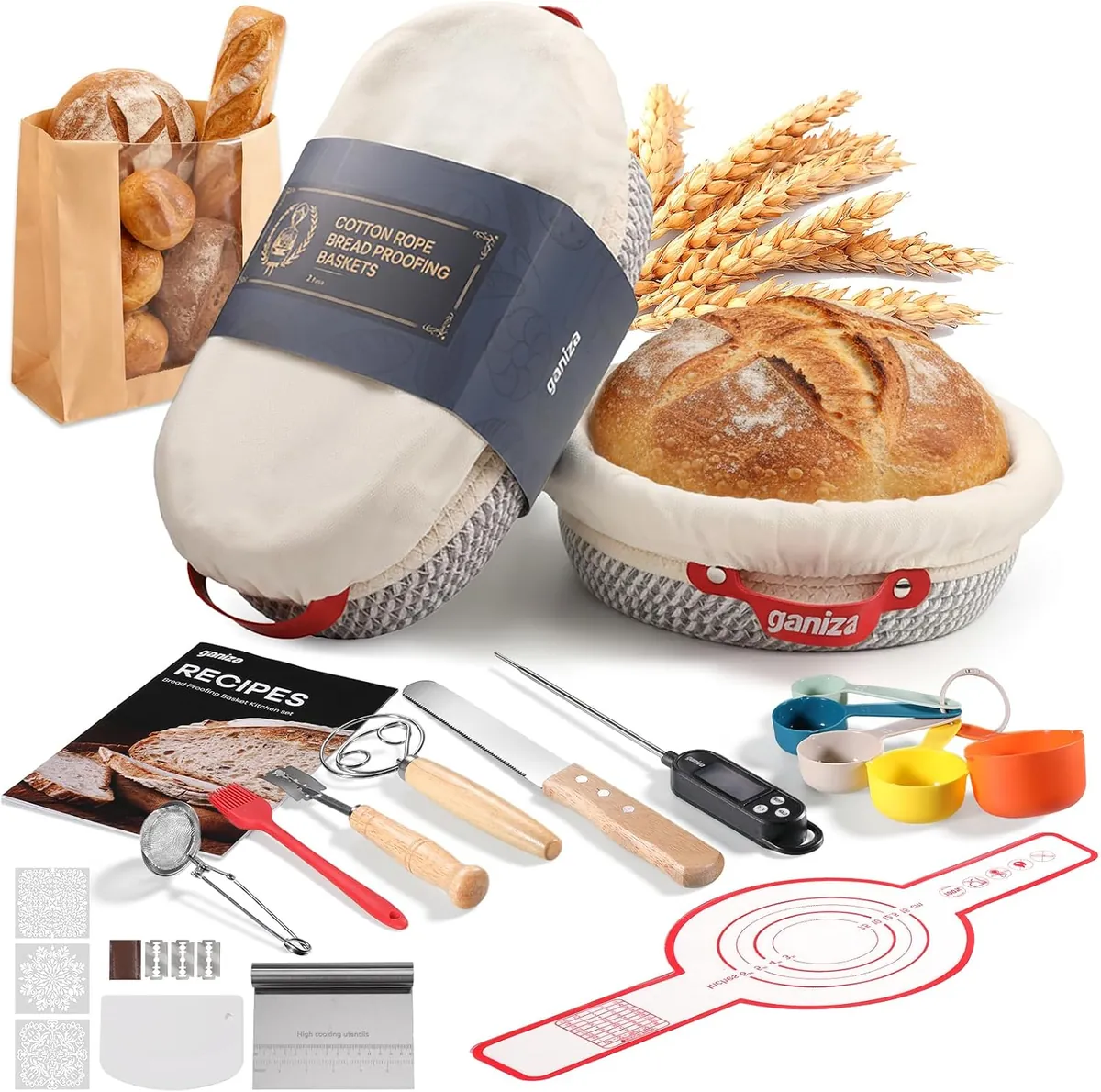 Ganiza 22-Piece Sourdough Proofing Basket Gift Set