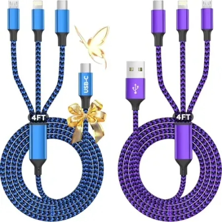 2-Pack Firsting 4' 3-in-1 USB-C & USB-A to Multi Charging Cables