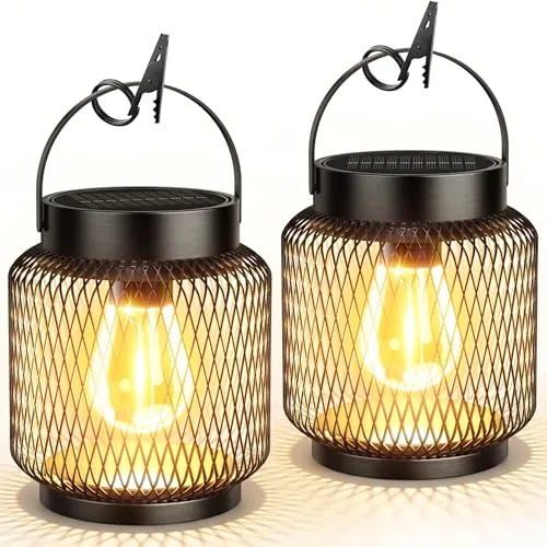 KOOPER 2-Pack Metal Solar Hanging Lanterns