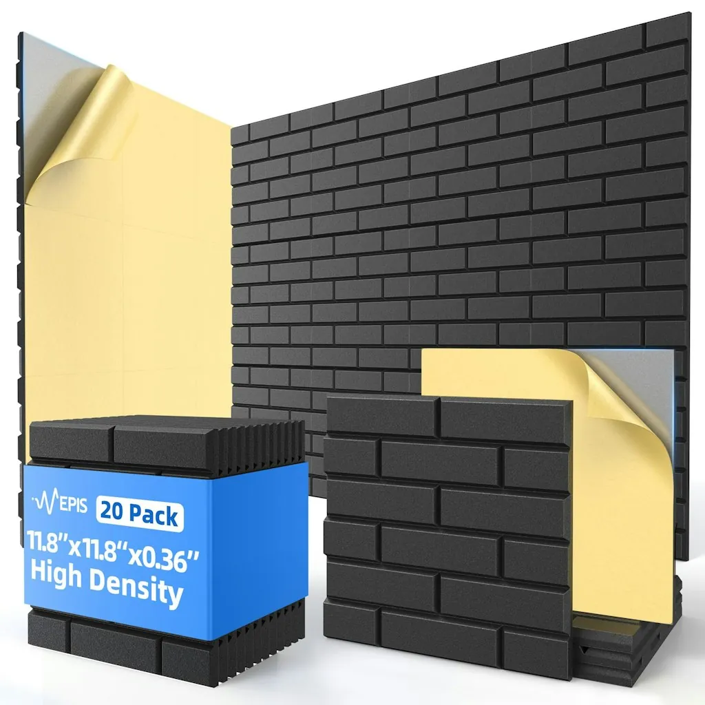 11.8" Self-Adhesive Acoustic Foam Panel 20-Pack