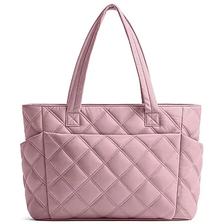 20L Uselike Women’s Lightweight Quilted Puffer Tote Bag w/ Zipper & Laptop Slot