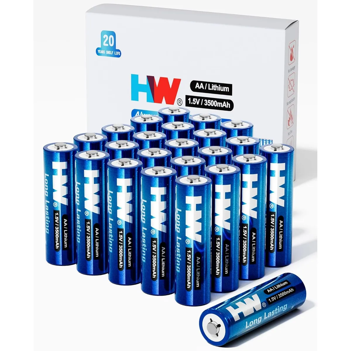 HW 3500mAh Lithium AA Batteries 24 Pack