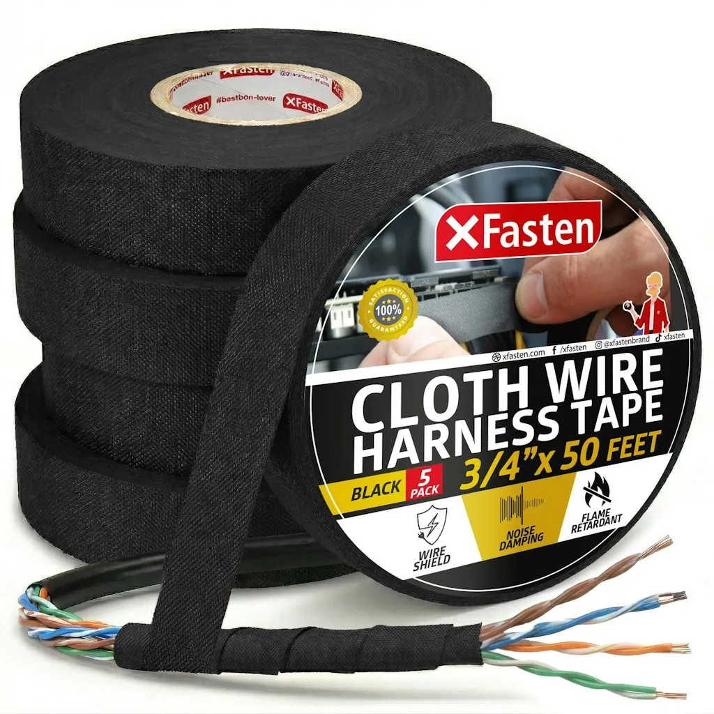 XFasten 3/4" x 50ft Wire Harness Tape 5-Pack