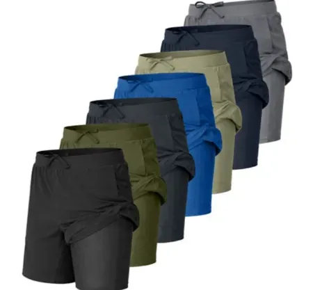 5-Pack Assorted Men's 2-in-1 Stretch Active Quick Dry Gym Running Shorts